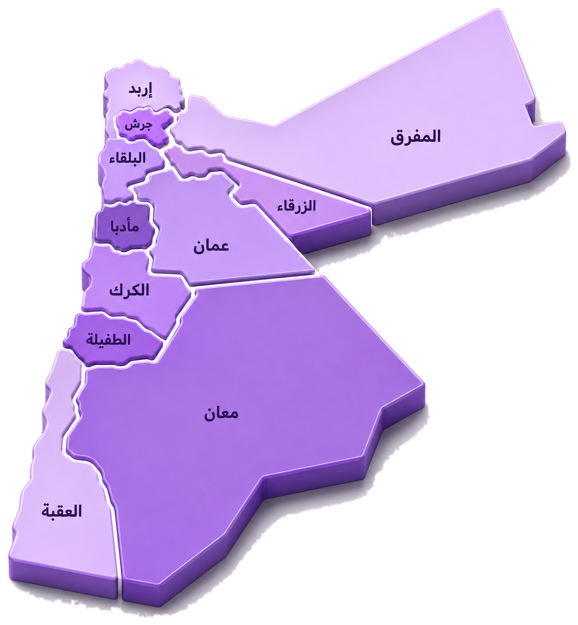 خريطة محافظات الأردن